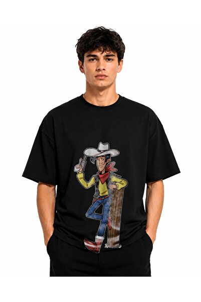Inscriptie Tricou Unisex Bumbac Premium Casual " Cowboy lucky luke "