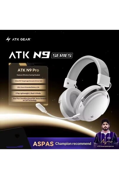 Choice سماعة رأس لاسلكية للألعاب ATK N9 Pro باللون الأبيض، سماعة رأس ثلاثية ا...