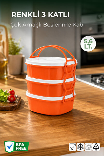 Nandy Home Colorful 3-Tier Portable Multi-Purpose Food Container for Nutritio...
