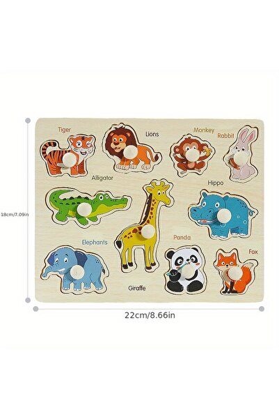 Choice3 Animal Montessori Early Education Geometry Beginner Puzzle Board, Han...