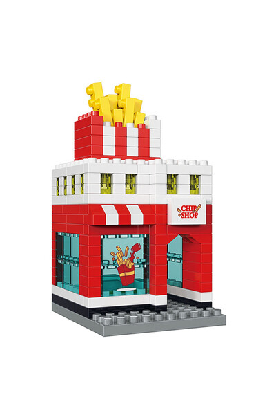Choice5 Chip shop House Building Blocks Mini City Street View Clothing Store ...