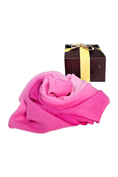 velve Esarfa satinata de dama, in cutie eleganta, Roz fucsia, 163x50 cm
