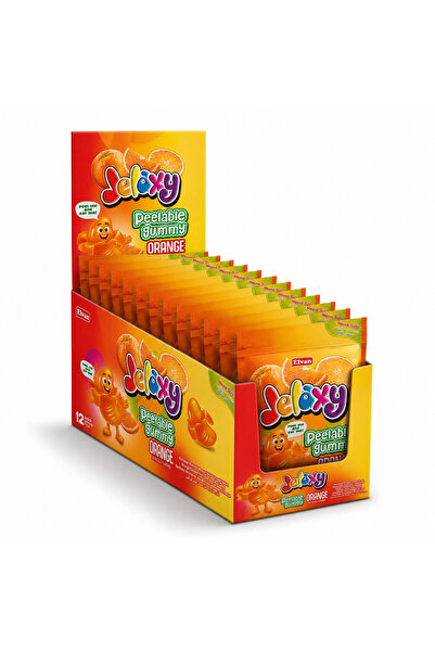 jelaxy Peelable Portakal Aromalı Soyulabilir Yumuşak Şekerleme 65 Gram 12 Ade...