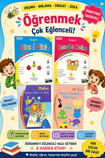 Üçgen Yayıncılık 1.Sınıf Görsel Dikte+Heceden Metne+Dikkat ve Zeka+Kodlama