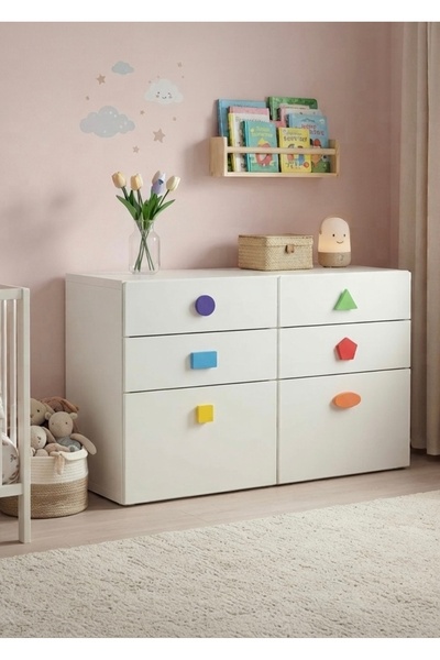 afralya home 6 adet Bebek-çocuk odası geometrik şekiller kulp, kreş anaokulu ...