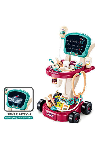 KidProtect Комплект за игра на доктор KiddoDoc, с количка, 29 аксесоара, със ...