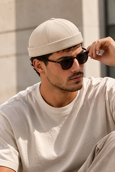 Zeramine 2024 Beige Unisex 100% Cotton Docker Cap Adjustable Casual Hat