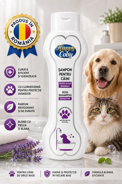 Happy Coby Sampon Caini Pentru Blana Sensibila Cu Extract De Musetel 300ml