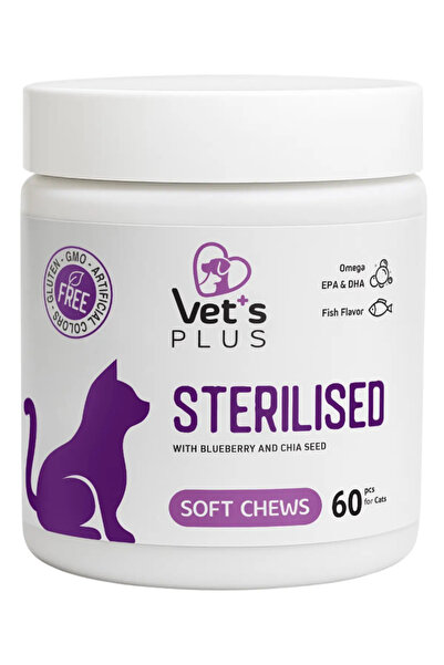 Vet's Plus Sterilised Çiğnenebilir Tablet 60'lı (Kısır Kediler için Yaban Mer...