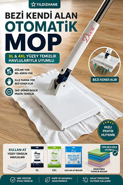 Yıldızhane Otomatik Mop XL & 4XL Yüzey Temizlik Havlusu Uyumlu | 360° Döner B...