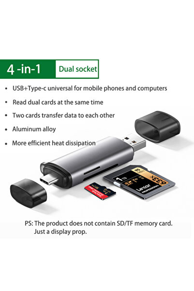 Choice قارئ بطاقات GRAY USB 3.0 وUSB C إلى SD MicroSD TF Thunderbolt 3 لأجهزة...
