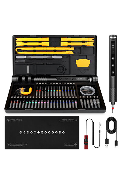 Choice black Wireless Electric Screwdriver Set with LED Light Magnetic Bits 5...