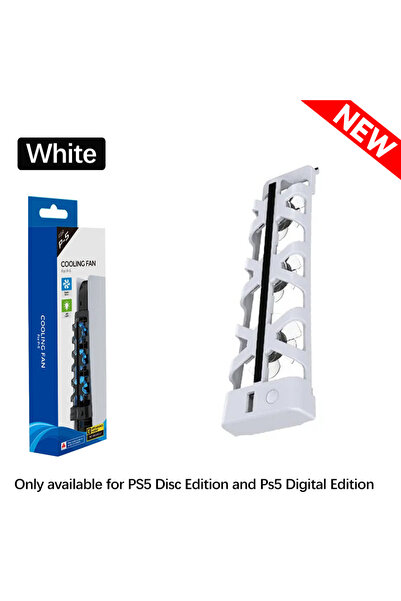 Choice5 White-NEW For PS5 Both Disc/Digital Editions Cooling Fan with LED Lig...