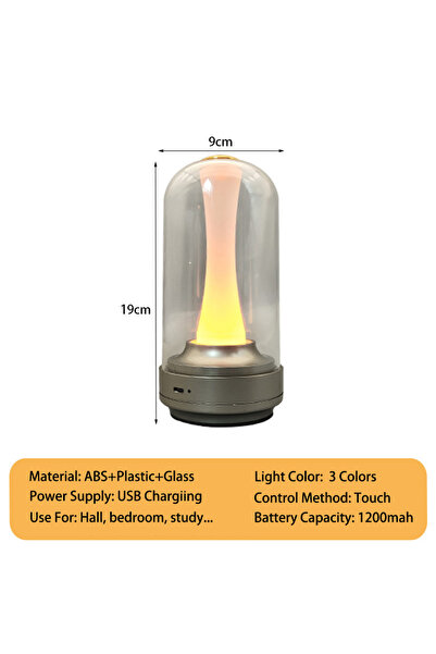 Choice changeable Silver Dimmable Candle Room Lamp Rechargeable Touch Waterpr...