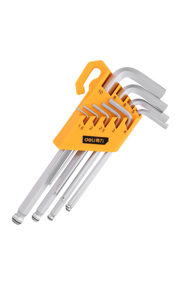Deli SET 9 CHEI IMBUTĂȚITE CU CAP SFERIC 1.5-10 MM