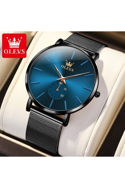 Choice1 ساعات OLEVS 9954 الكوارتز الأنيقة للرجال باللون الأسود والأزرق، رفيعة...