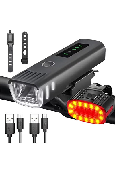 Choice6 Set C 9LED Cycling Torch Type C Rechargeable Bike Flashlights Ultrali...