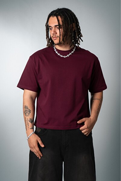 Crupt Studio Raw Bordo Boxy Crop Men's T-Shirt