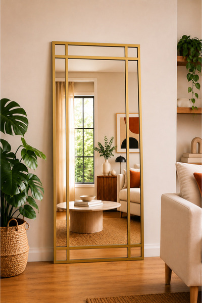 EFFE YAPI DEKOR 180x80 Cm Gold Metal Çerçeveli Dekor Ayna