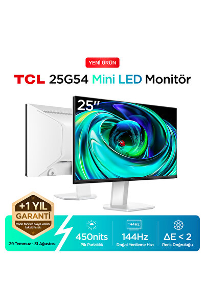 TCL 25G54 Ofis ve Çalışma Monitörü 24.5" 144Hz FHD Mini LED IPS Panel Ev, Oku...