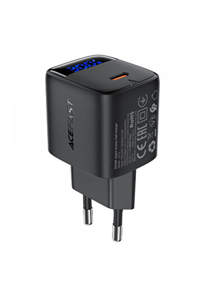 Acefast Incarcator Retea A115 Display, 30W, 3A, 1 x USB-C, Negru