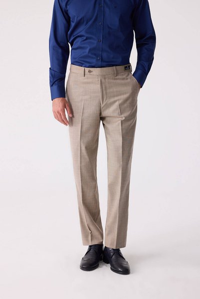 Ysf Erkek Bej Regular Fit Kumaş Pantolon