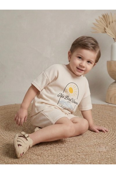 babykugu Unisex Waffle Fabric Children's Bohemian Double Set
