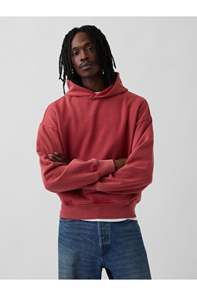 GAP Erkek Kırmızı Heavyweight Oversized Sweatshirt