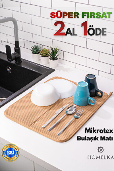 HOMELKA Mikrotex Bulaşık Matı Süper Emici Bulaşık Kurutma Matı 45x36cm Tezgah...
