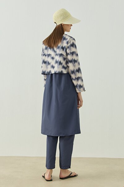 QANU Pattern Tesettür Mayo Tunik Mavi