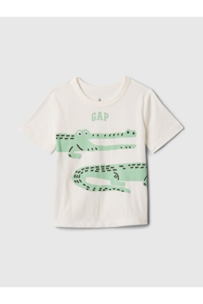 GAP Erkek Bebek Kırık Beyaz Grafik Baskılı T-Shirt