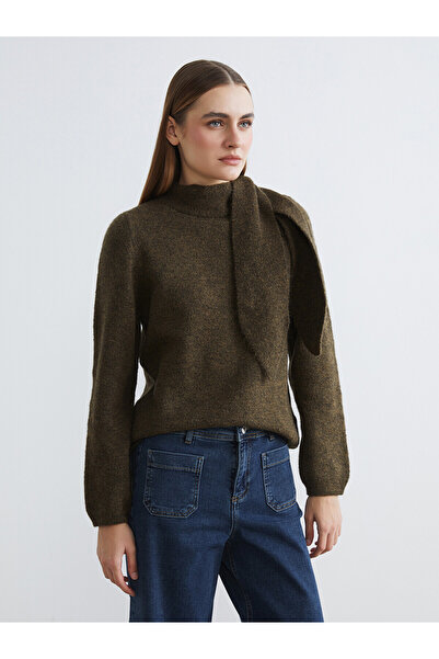 LC Waikiki Two Mt Shop Quality Women's Turtleneck Sweater with Tie Detail