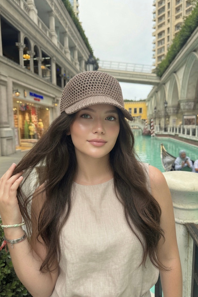 Mollycrush Women's Mink Glittery Hole Hat |   Işıltılı Lace-Like Knit Kep Model