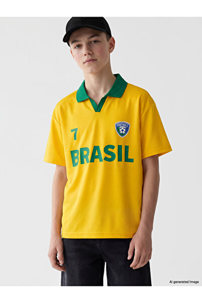 LC Waikiki Two Mt Shop Quality Lcw Kids Yellow Brazil Printed Boys' T-Shirt