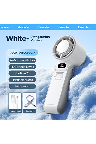 Choice5 3600mAh B White lCE Kinscoter New Cooling Handheld Fan 3600mAh Foldab...