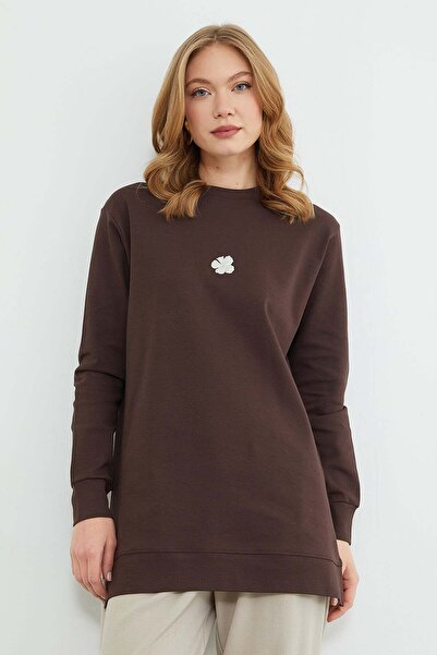 Fulla Moda Fullamodest Lotus Çiçeği Kabartmalı Oversize Tunik