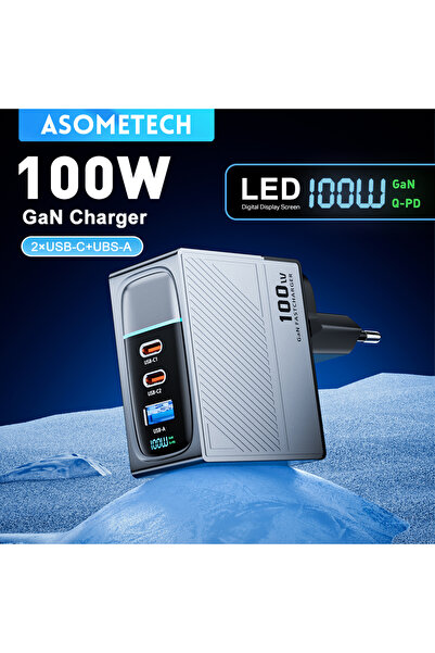Choice KR Plug 100W GaN With Cable ASOMETECH 100W GaN Charger QC4.0 PD 67W 65...