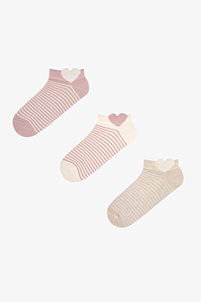 Penti Bej Soft Heart Pamuklu 3 Çift Patik Çorap