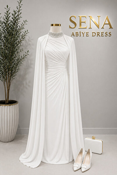 Sena Abiye Dress NAZEN BEYAZ PELERİN NİKAH ABİYESİ