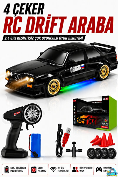 SHARKY Oyuncak 2.4GHz Uzaktan Kumandalı 30 Km Hız Yapabilen 4x4 Şarjlı LED Iş...