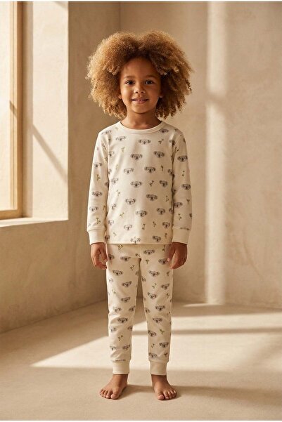 Katia&Bony Children's Koala Patterned Pajama Set Ecru