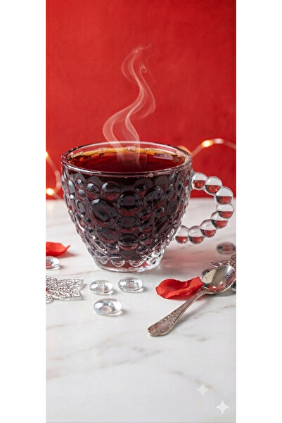çukurova home Cup Set with Beaded Handles and Beaded Patterns (4 Pieces)