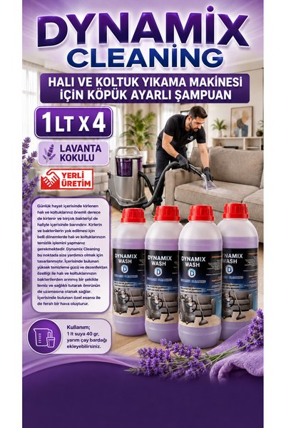 dynamix wash Halı ve Koltuk Yıkama Makinesi Şampuanı Lavanta 1 kg x 4