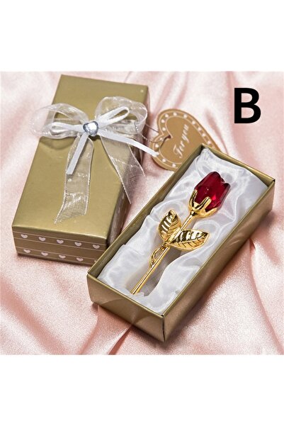 Choice B 6 Colors Crystal Glass Rose Flower Figurines Craft Valentine's Day F...