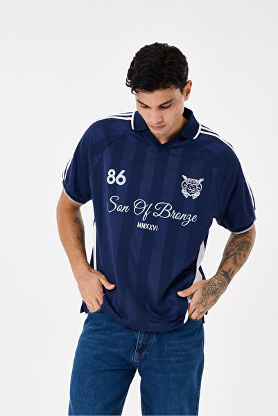 SON OF BRONZE Navy Blue Forma Polo T-shirt
