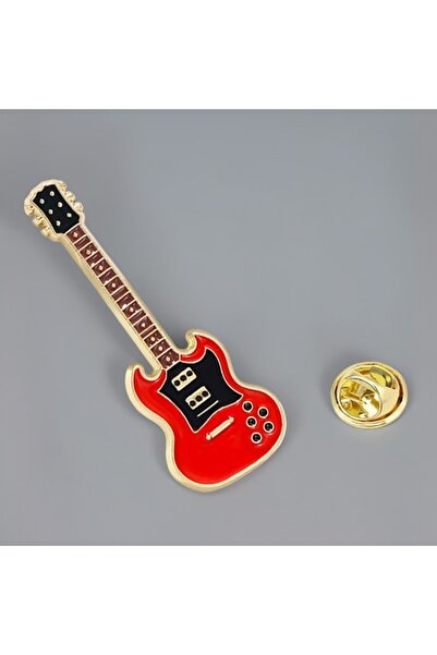 Choice6 Red Funny Cartoon Guitar Lapel Badge Rk Band Guitar Broh Metal Guitar...