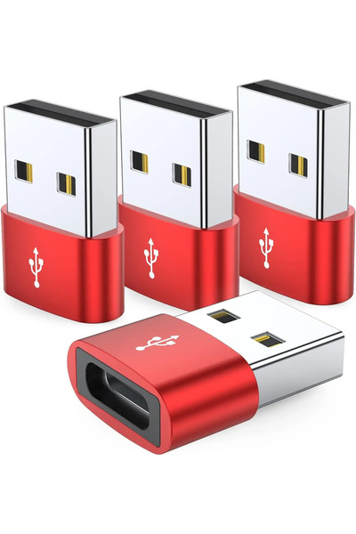 Choice Red 4-Pack USB C Female To USB Male Adapter Type C To USB A Charger Ca...