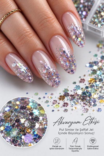 RNK BEAUTY Nail Art Süsleme Akvaryum 3D Sim Seti 12'li Kutu