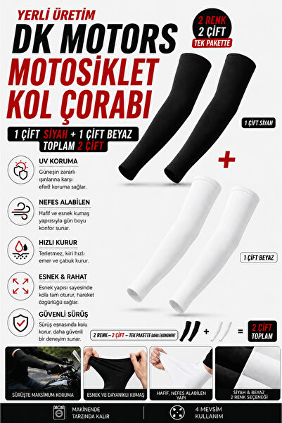DUDAKTAN KALBE 2 ÇİFT Spor Kolluk UV50+ Kol Çorabı Güneş Koruyucu Motor Bisik...