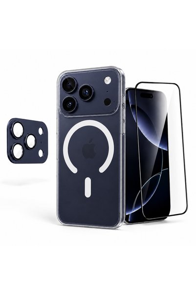 MEKTEK حافظة شفافة متوافقة مع MagSafe لهاتف iPhone 17 Pro Max، مع واقي عدسة ا...